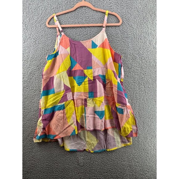 Torrid Colorful Geometric Print Tiered Tank Top Adjustable Straps Size 1 NWT - Picture 2 of 9
